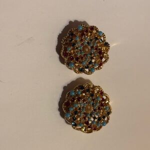 Elegant Gold and Multicolor Stud Earrings